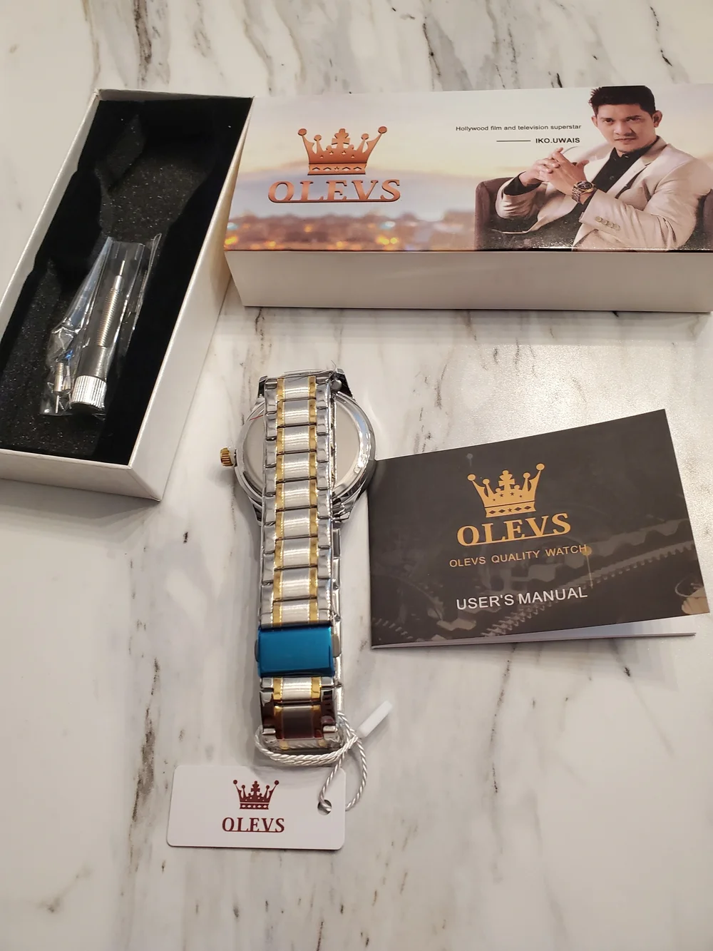 OLEVS Men’s Gold and Black Watch - Classic Dress Style